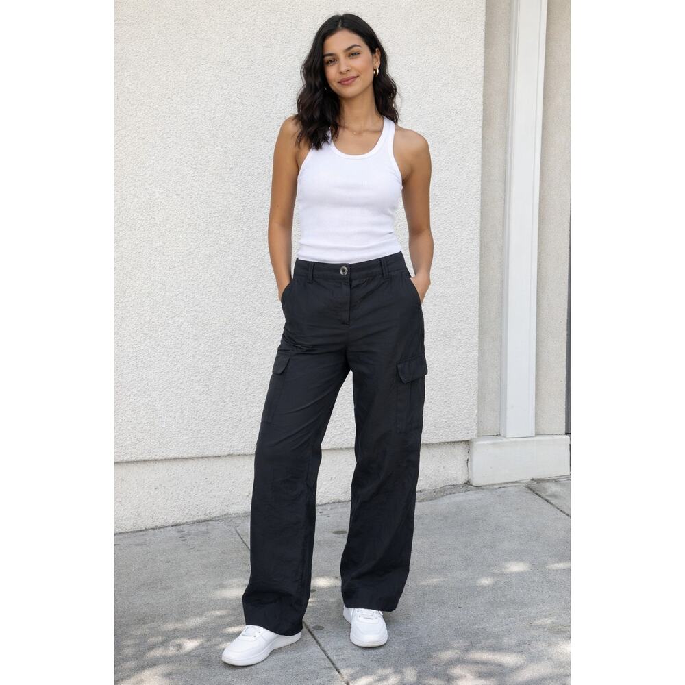 Maison d'Amelie Black Cargo Pants Women Large Lightweight Utility Pockets